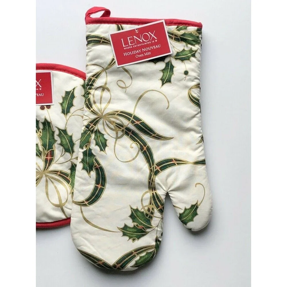 Lenox Christmas Oven Mitt Potholder Set of 2 Holiday Nouveau Hot Pad Quilted
